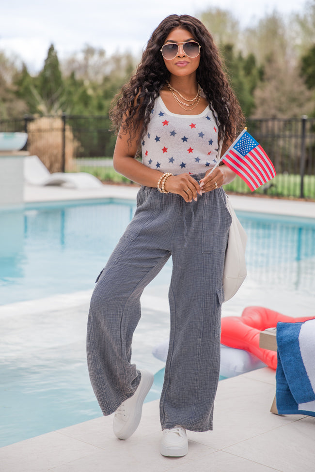 Red white and fashion blue striped pants