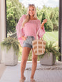 Don't Keep Me Waiting Pink Washed Open Knit Sweater