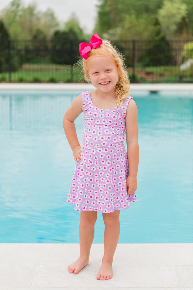 Kid's Kick It With Me In Flower Power Scoop Neck Active Dress Tori X Pink Lily