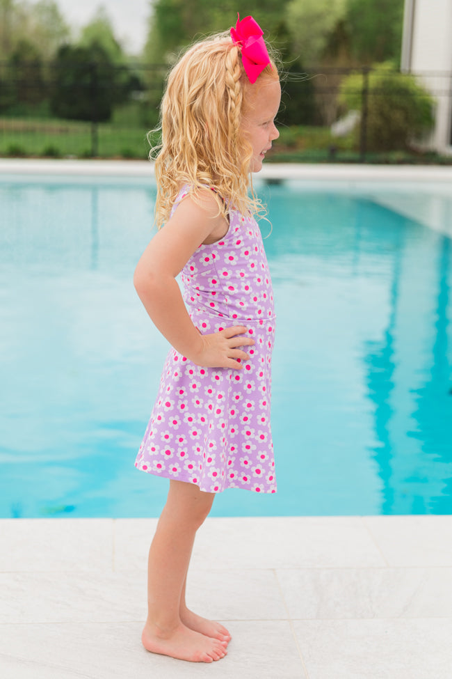 Kid's Kick It With Me In Flower Power Scoop Neck Active Dress Tori X Pink Lily