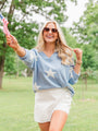 Stars and Smiles Blue V-Neck Sweater FINAL SALE