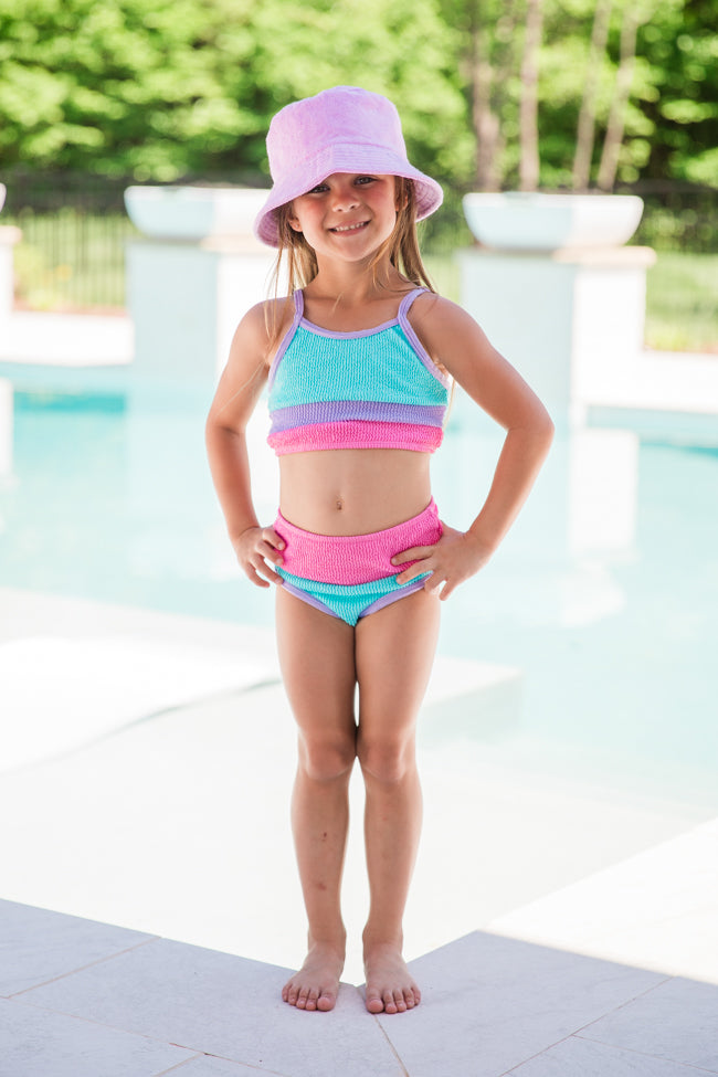 Kid's Do Not Disturb Blue and Pink Bikini Top