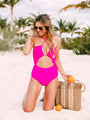 Poolside Princess Pink Halter Neck Solid One Piece Swimsuit Tori X Pink Lily