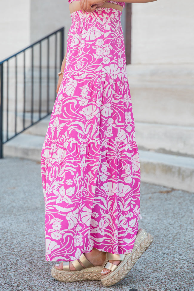 In This Moment Berry Printed Maxi Skirt FINAL SALE