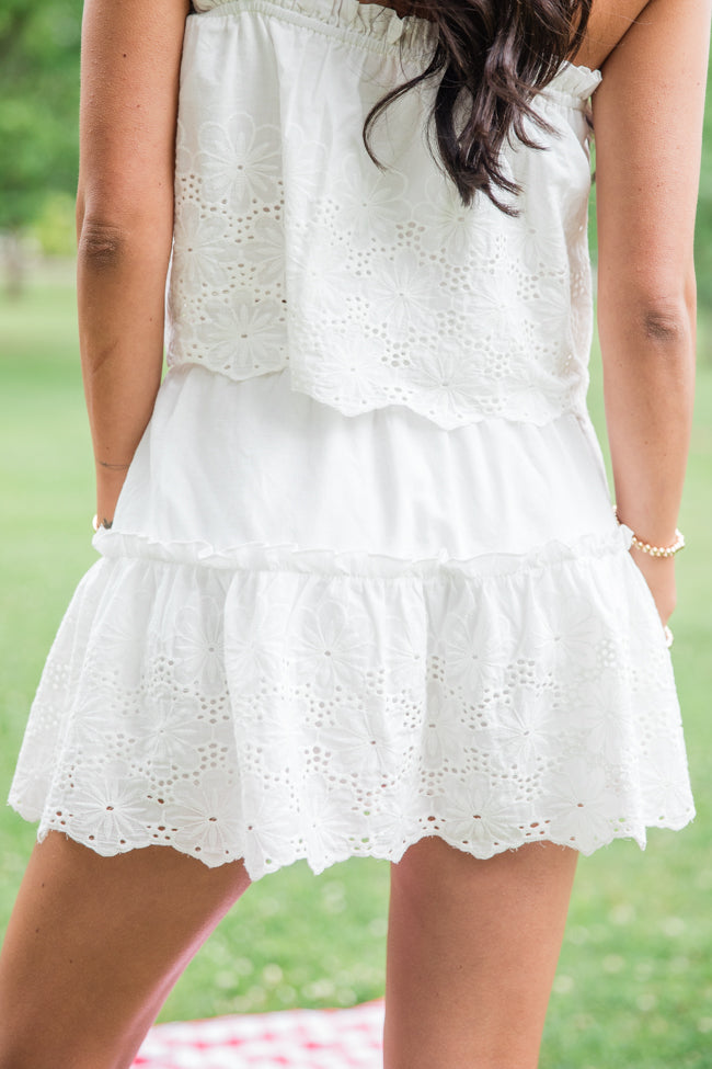 Dockside Dream White Crochet Detail Skirt