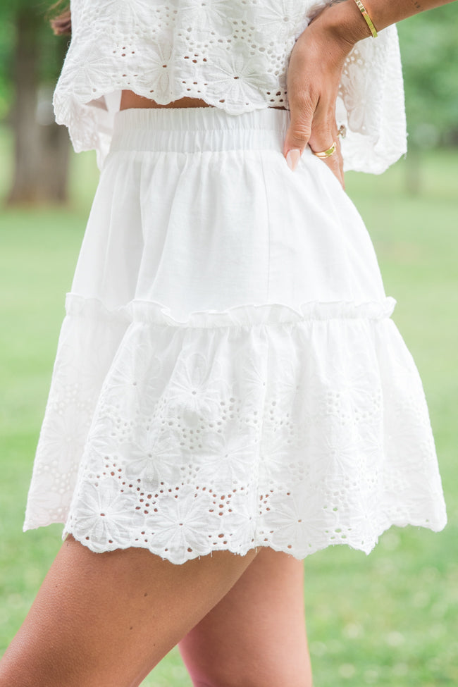 Dockside Dream White Crochet Detail Skirt