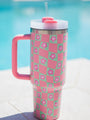 Sippin' Pretty Warped Checker Daisy 40 oz Drink Tumbler With Lid And Straw