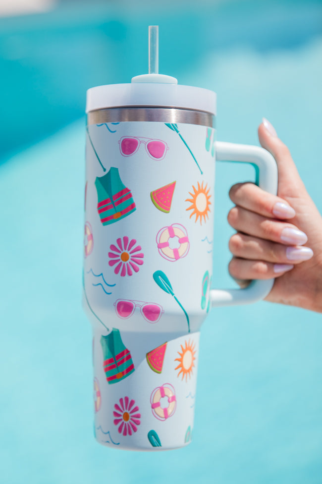 Sippin' Pretty Lake Life 40 oz Drink Tumbler With Lid And Straw