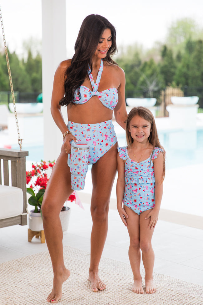 Kid's Beach Vibes Only In Firecracker Fabulous One Piece Swimsuit