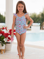 Kid's Beach Vibes Only In Firecracker Fabulous One Piece Swimsuit