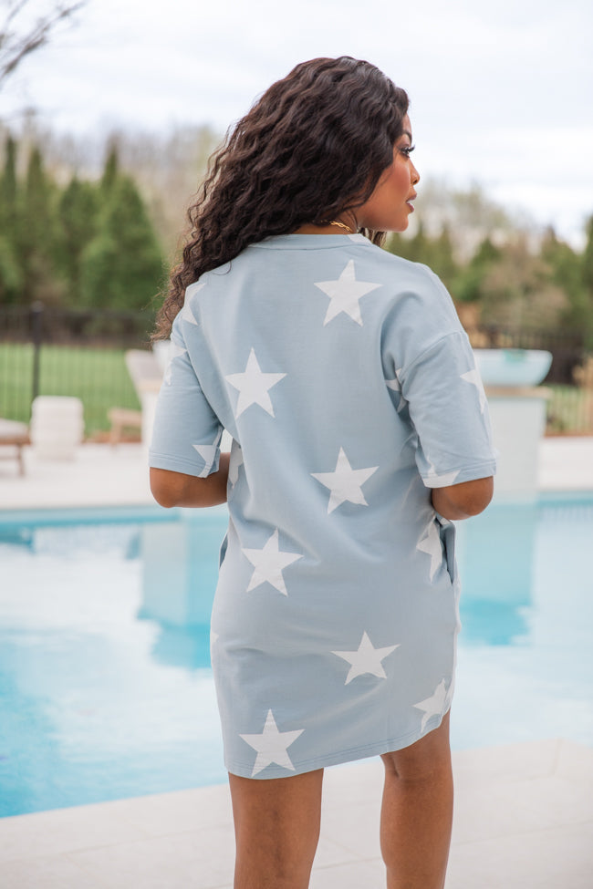 When The Stars Come Out Grey Star Print T-shirt Dress