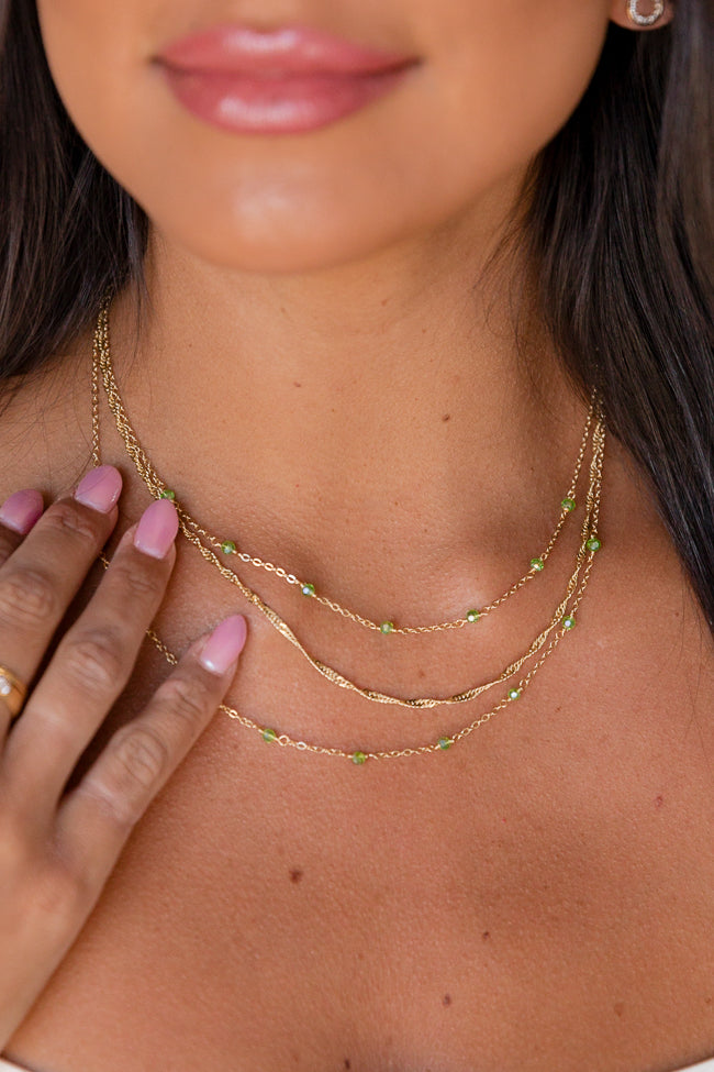 Green Beaded Layering Necklace