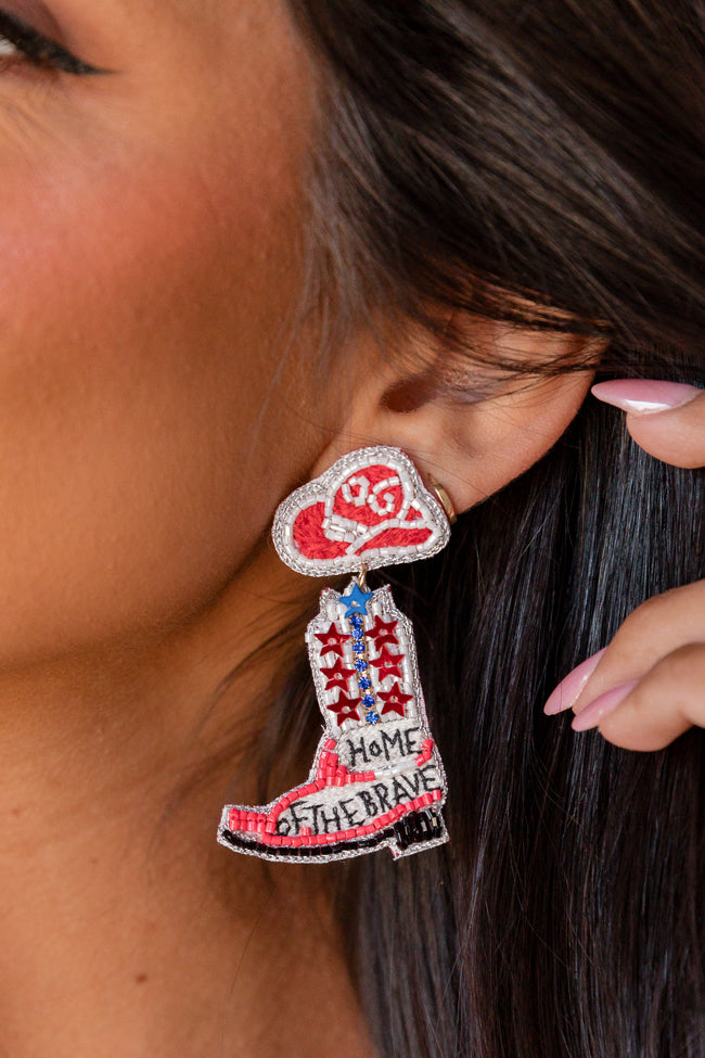 Land of the Free Cowboy Boot Earrings