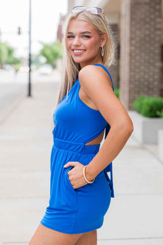 Penny for My Thoughts Royal Blue Halter Neck Romper