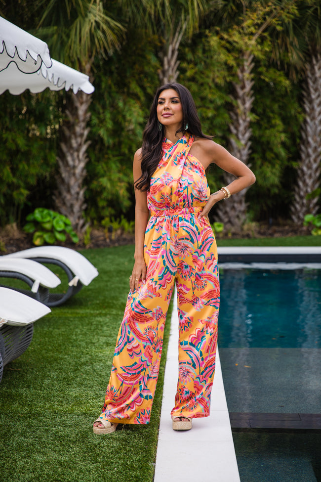 Gate To My Heart Multi Printed Halter Jumpsuit