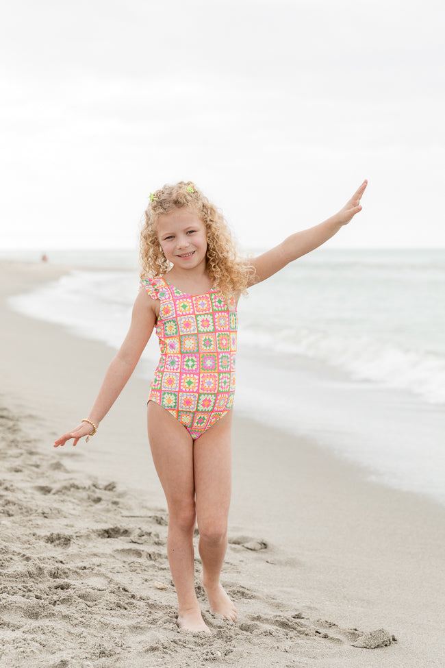 Kid s Beach Vibes Only In Cabo Crochet One Piece Swimsuit