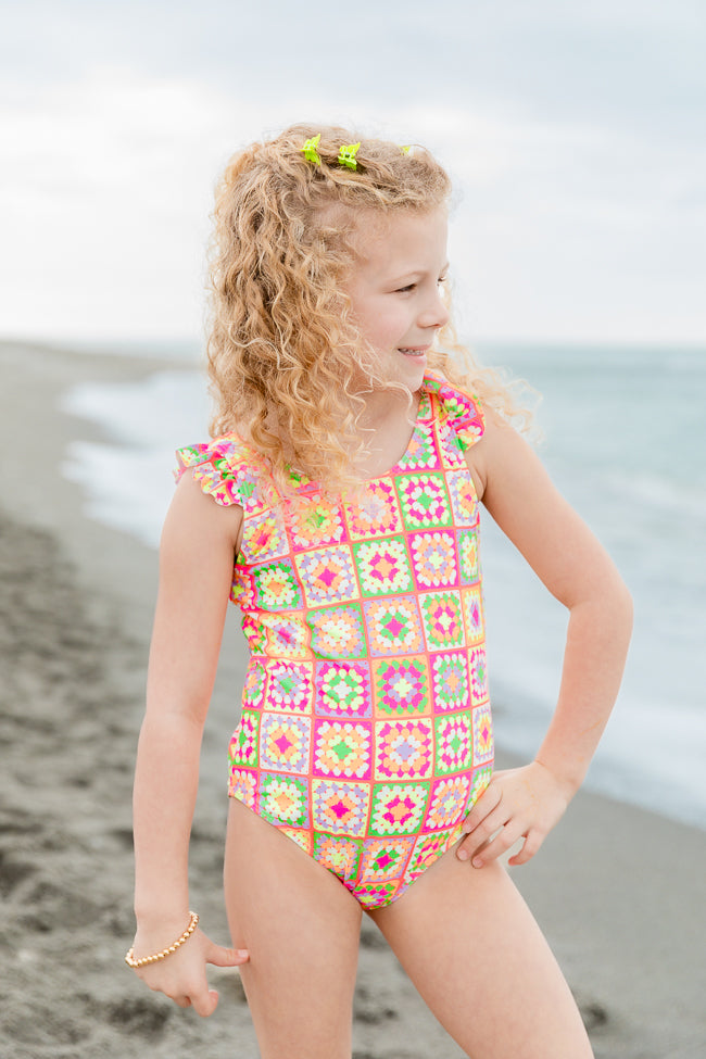 Kid s Beach Vibes Only In Cabo Crochet One Piece Swimsuit