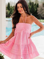 Forever Waiting Pink Halter Cinched Bust Mini Dress