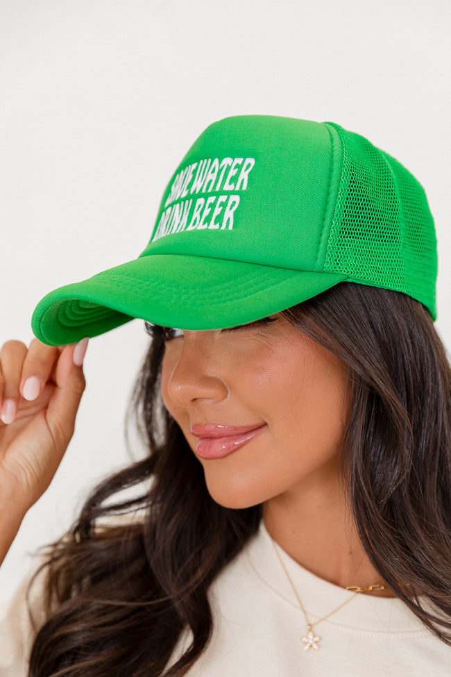 Save Water Drink Beer Green Trucker Hat