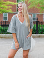 On A Daily Basis Heather Grey Deep V-Neck Pocketed Romper