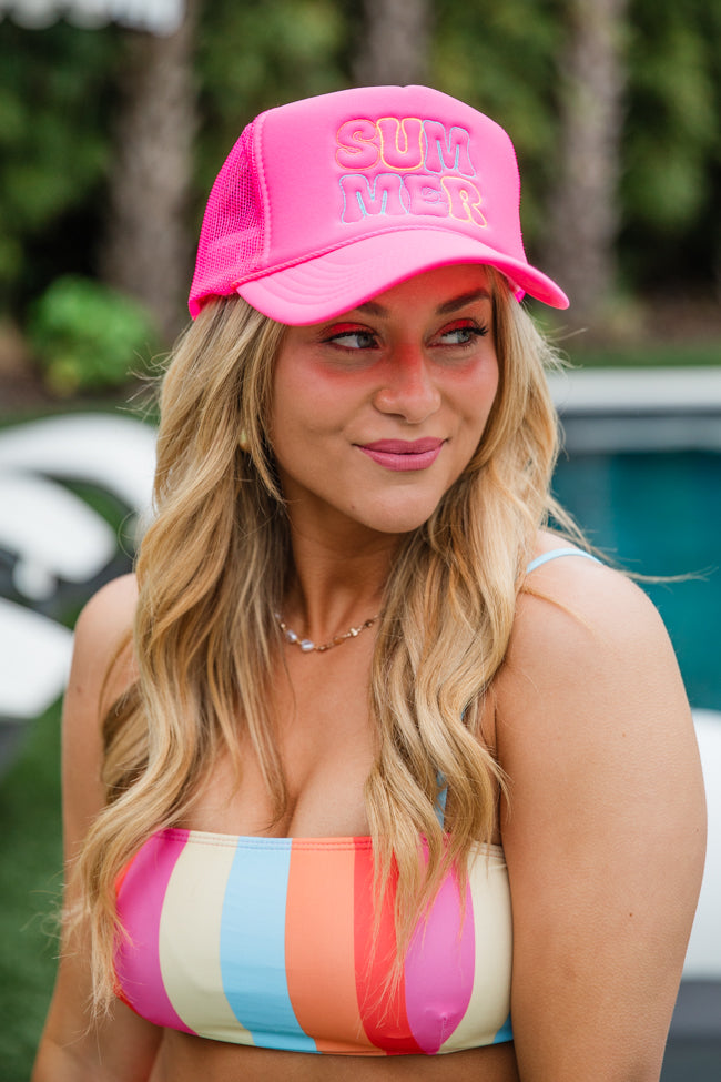 Summer Neon Pink Trucker Hat