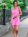 Somewhere Sunny Pink Collared Button Up Romper