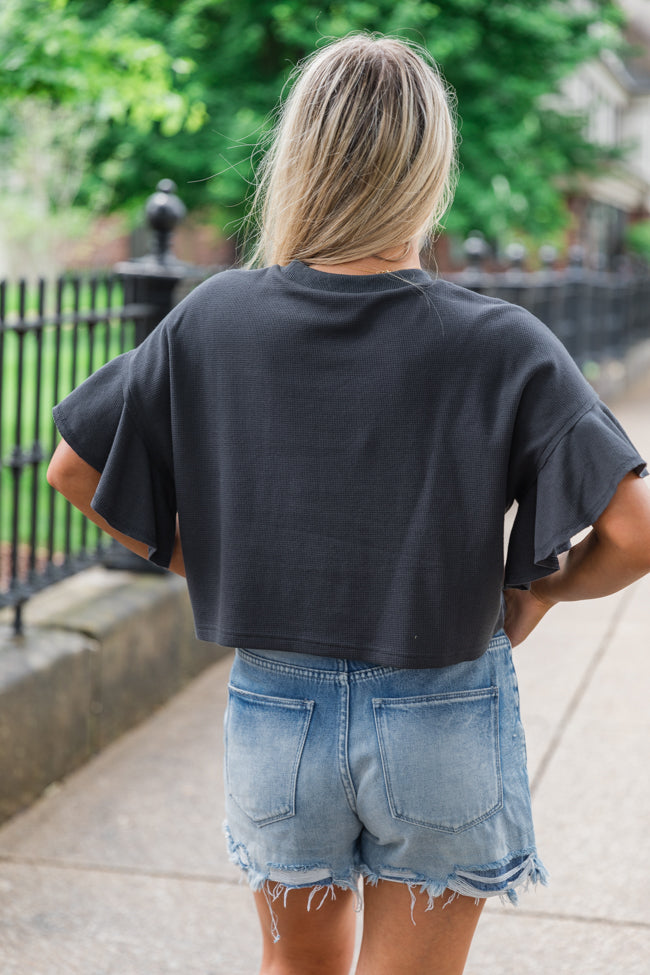 Embrace The Journey Charcoal Waffle Crop Tee