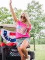 American Dream Pink Sequin Flag Patch Sweater Tank FINAL SALE