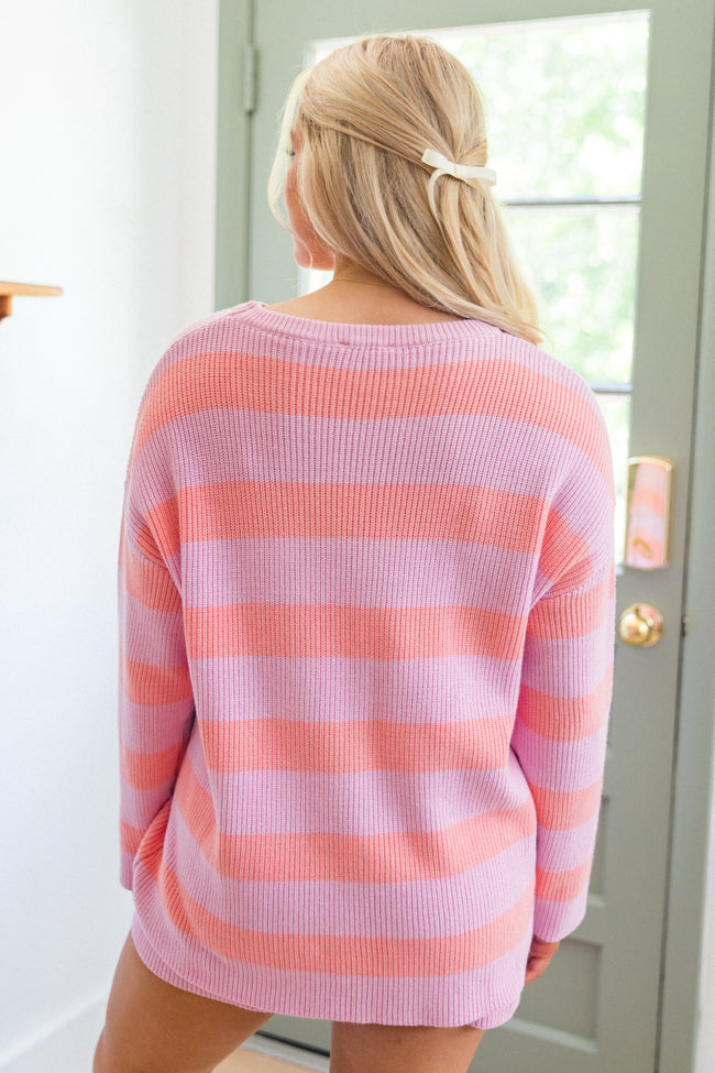 Sign Of The Times Coral And Lilac Striped Sweater Set DOORBUSTER