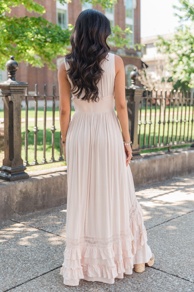 Lucky To Have You Taupe Sleeveless Maxi Dress