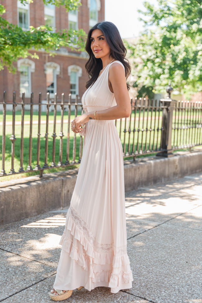 Lucky To Have You Taupe Sleeveless Maxi Dress