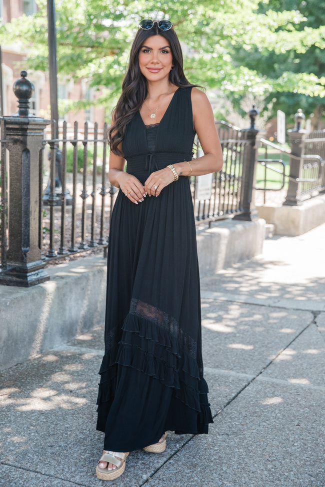 Long black sleeveless maxi dress best sale