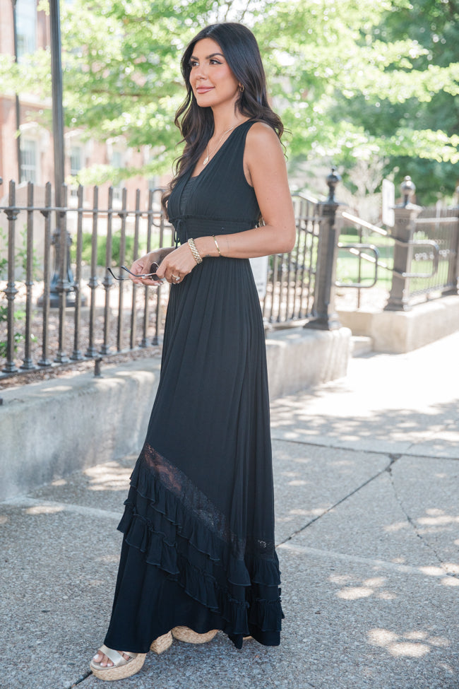 Lucky To Have You Black Sleeveless Maxi Dress