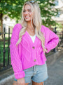 Moments That Matter Magenta Cable Knit Cardigan SALE