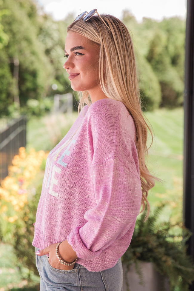 Marina Breeze Pink Lake Side Graphic Sweater