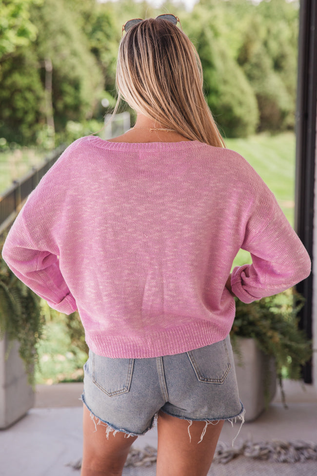 Marina Breeze Pink Lake Side Graphic Sweater