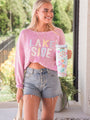 Marina Breeze Pink Lake Side Graphic Sweater