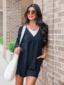 On A Daily Basis Black Deep V-Neck Pocketed Romper