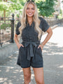 Come Out In The Wash Chambray Black Acid Wash Lightweight Romper