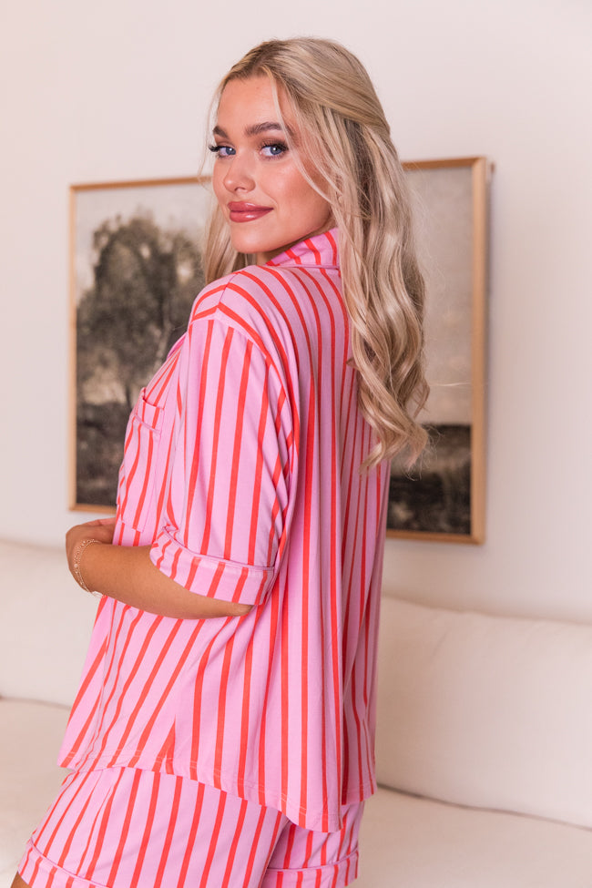 Good To Get Away In Pinstripe Parade Stripe Pajama Top