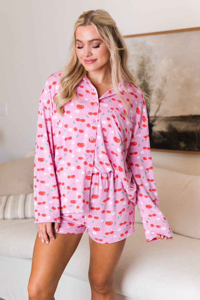 Good To Get Away In Cherry On Top Bamboo Pajama Set