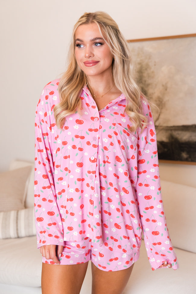 Good To Get Away In Cherry On Top Bamboo Pajama Set