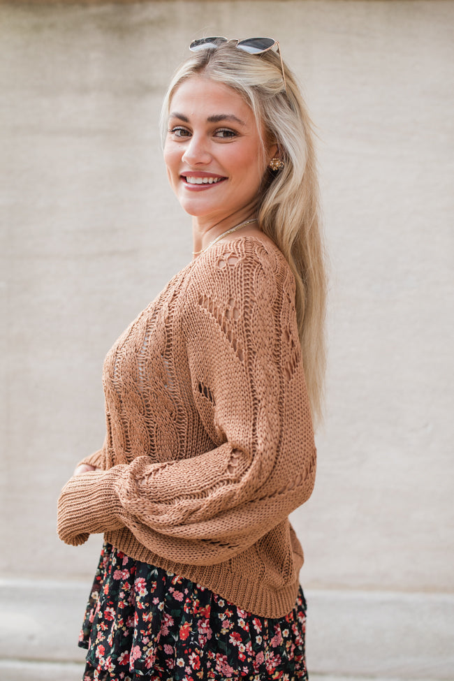 I'm Just Me Brown Cable Knit Lightweight Sweater