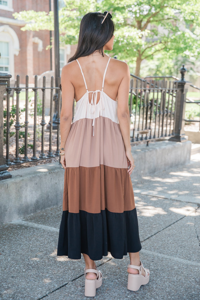 Making A Comeback Neutral Multi Tiered Maxi Dress FINAL SALE