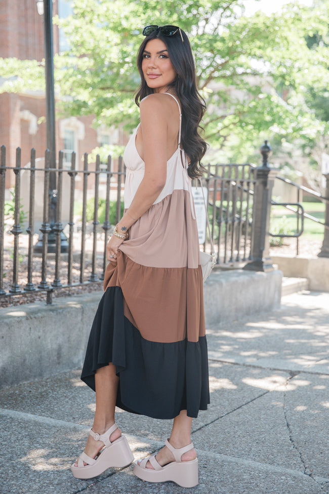 Making A Comeback Neutral Multi Tiered Maxi Dress FINAL SALE