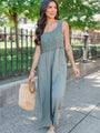 Keep The Peace Olive Crochet Top Jumpsuit