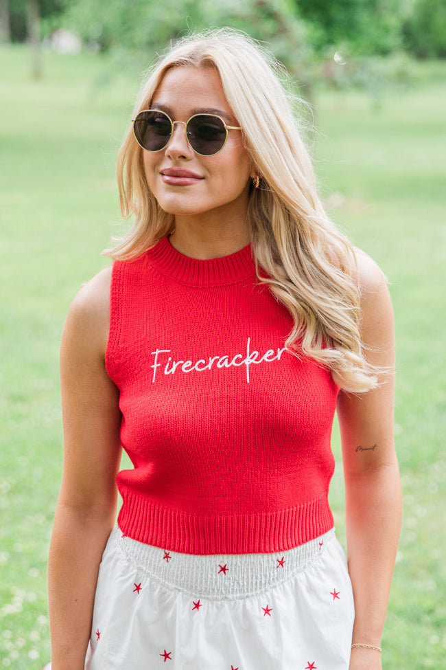 Feels Like Freedom Red Firecracker Sweater Tank FINAL SALE