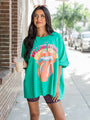 Rolling Stones Green Oversized Graphic Tee