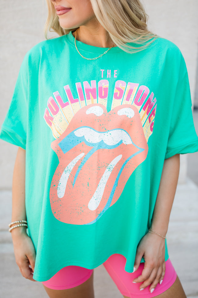 Rolling Stones Green Oversized Graphic Tee