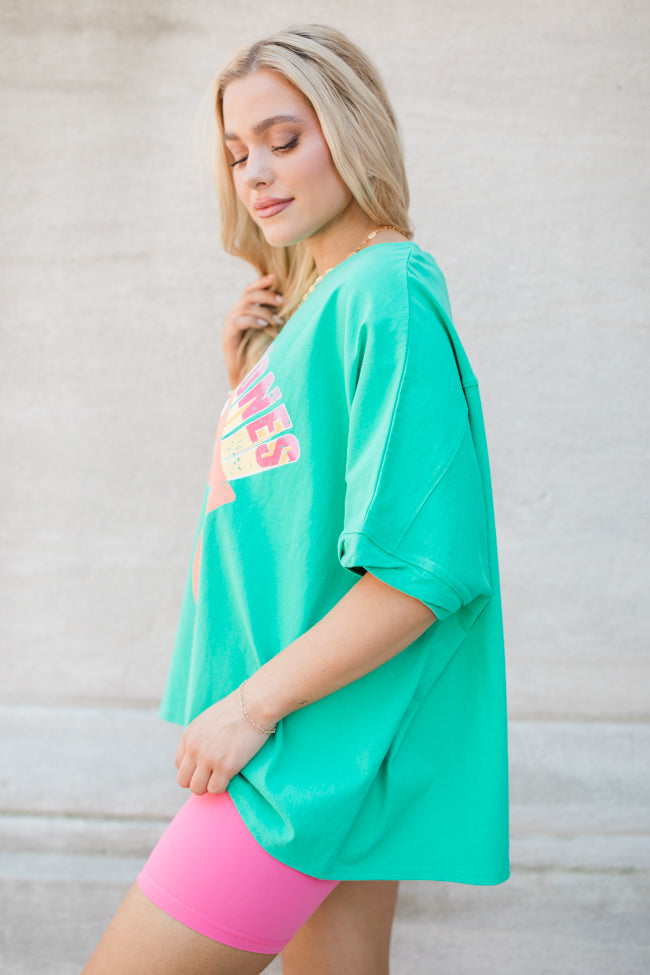 Rolling Stones Green Oversized Graphic Tee